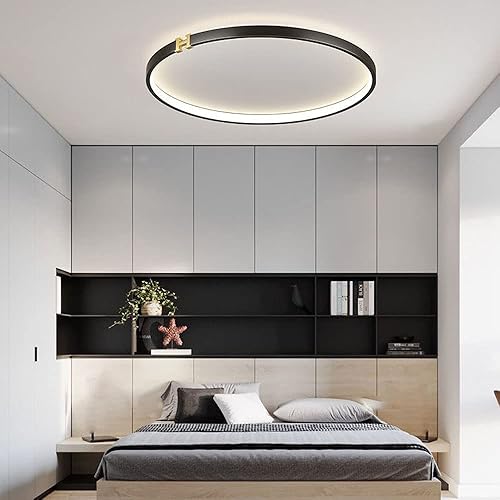 Miniatura 3 de ZSJPDP Nordic Personality Black Round Ceiling Lamp with Letter Decoration Lighting Fixture 24 Inch Thick LED Flush Mount Ceiling Light Three