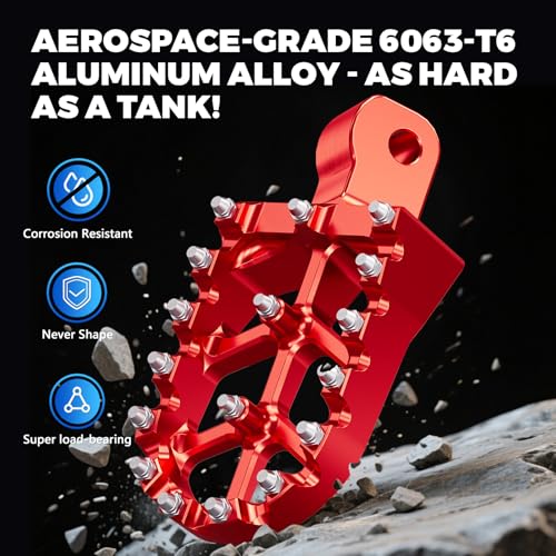 Image of Dirt Bike Foot Pegs Footpegs Rest Pedal CNC for MX 650 500 MX650 MX500 SX500 MX350 Electric Dirt Bike Red