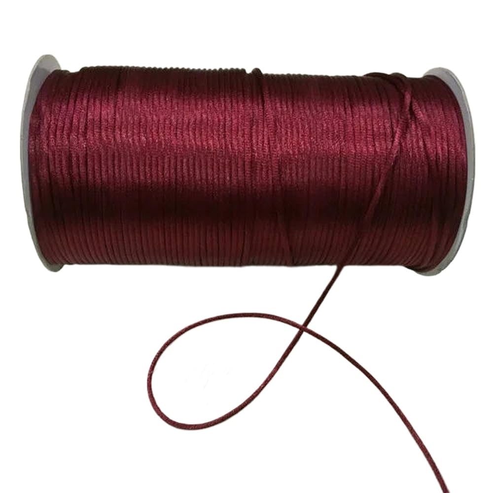 Sznurki do koralików, Pleciony sznurek do makramy 2mm wielokolorowy 10-225m(Wine 192,225meters whole roll)