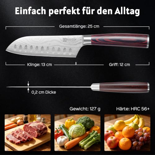 PAUDIN Santokumesser 13 cm, Ultrascharfes Küchenmesser – Ansicht 6