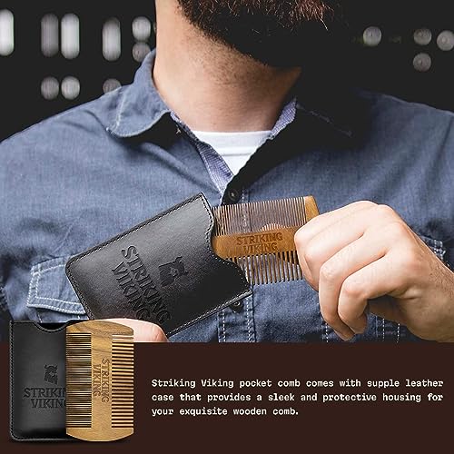 Sandalwood Beard Comb and Case, Pocket Sized Wooden Beard & Mustache Comb with Fine & Coarse Teeth - Image 4
