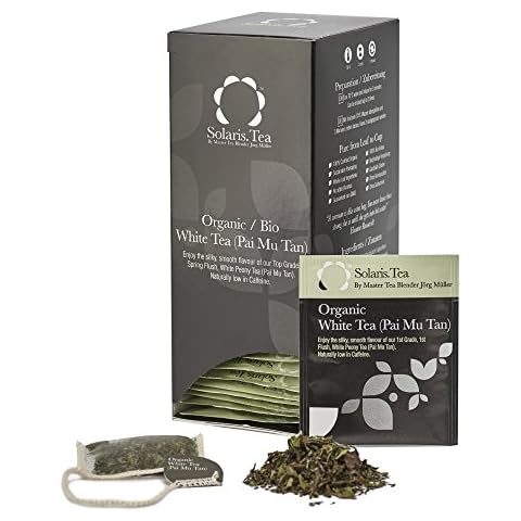 Solaris Tea - Organic White Tea (Pai Mu Tan) | 100% Organic Whole Leaf Tea | Certified Vegan | 40x Biodegradable Stitched Teabags, (1 x 60 g) Cover