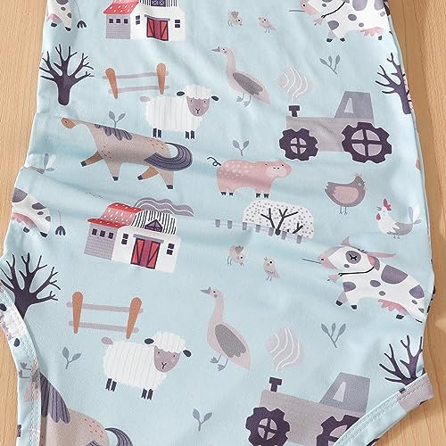 Image of AMAWMW Newborn Baby Boys Girls Cartoon Sleeper Gown Long Sleeve Mountain Nightgown Hat Outfits