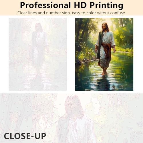 TUMOVO Jesus Paint by Numbers, Adult Paint by Number Prayer in the Forest Paint-by-Number Kits DIY d