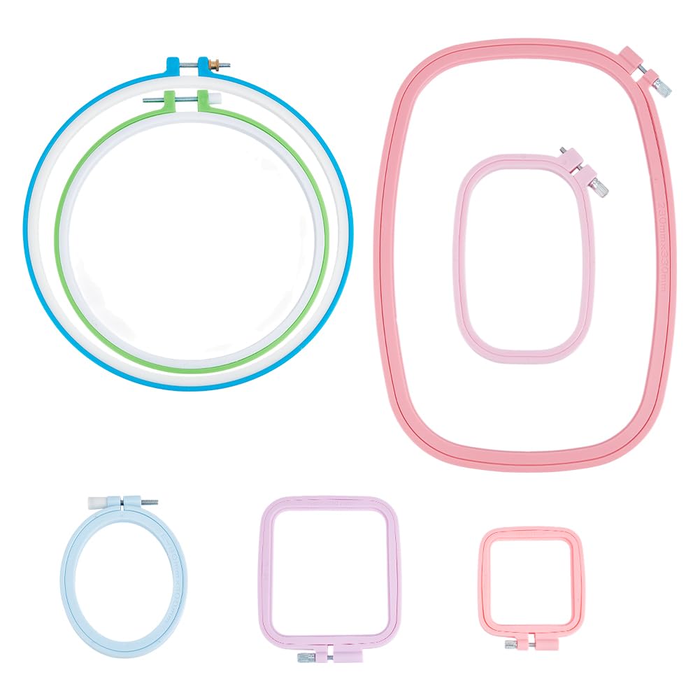 OLYCRAFT 7 set di Telai Da Ricamo In Plastica di 7 misure per Lavori Fai Da Te Cucito Ricamo Progetti Ricamati Kit per Punto Croce Telaio Rettangolare per Ricamo per Appassionati di Artigianato