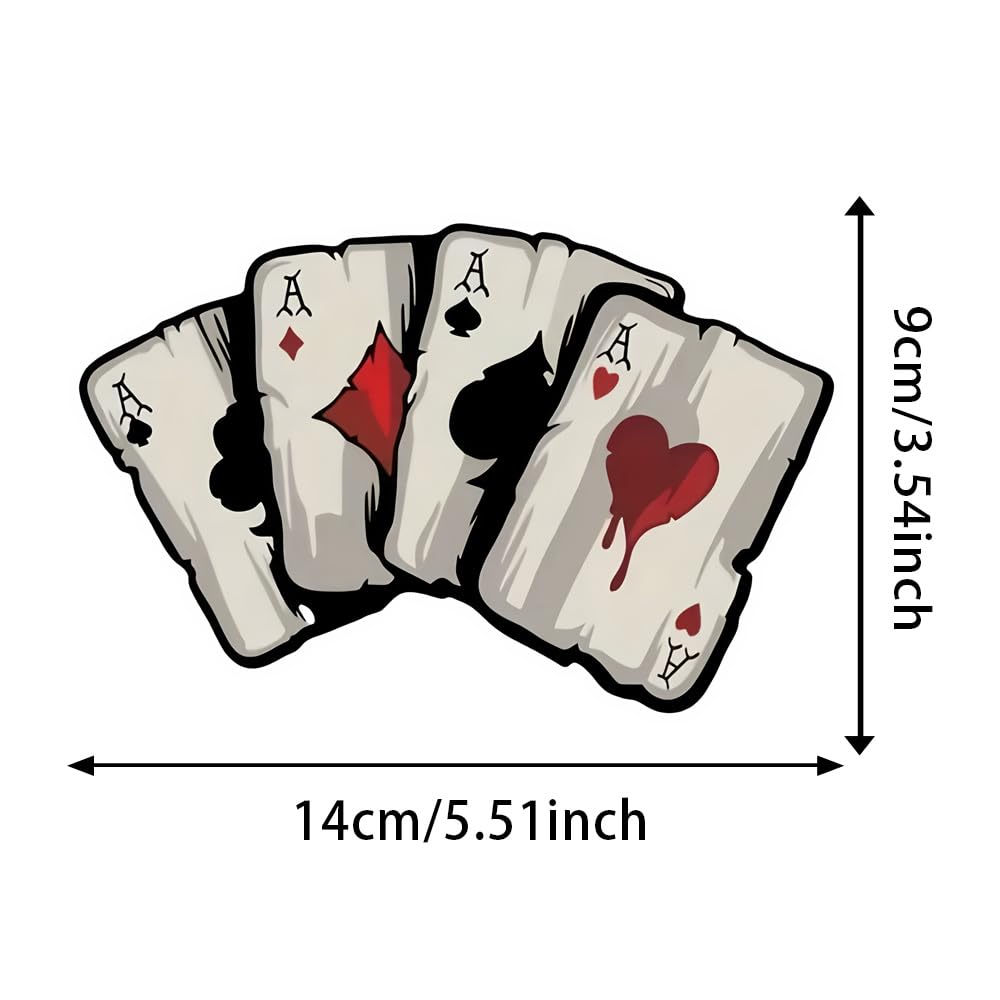 2 adesivi con asso di picche, cuori, club e diamanti, 14 x 9 cm, accessori esterni in vinile impermeabile, adesivi divertenti per auto, camion, moto, pareti, laptop e altro | CZ53