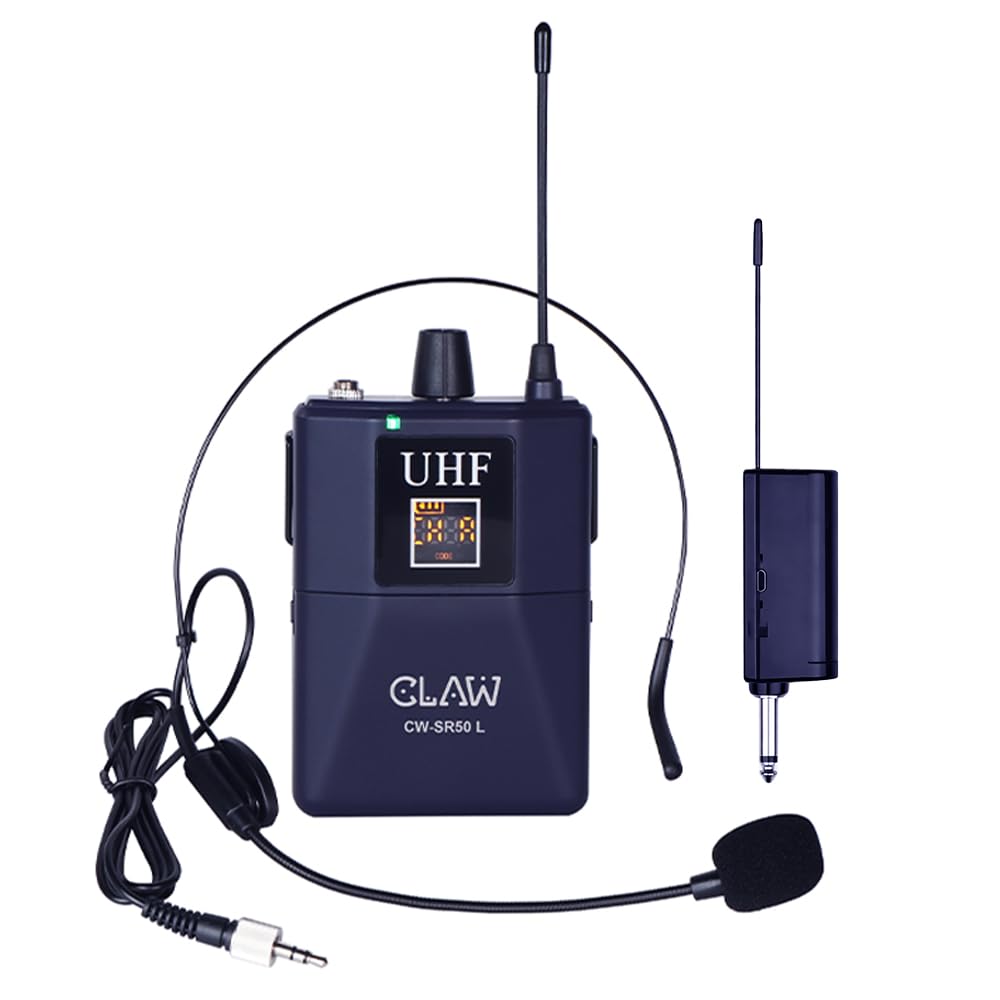 CLAW CW-SR50L Professional UHF Wireless Lavalier and Head Microphone with One-Tap Mute, Plug & Play Bodypack Rechargeable Receiver, LED Display, 50m Range,for Teaching, Vlogging, Stage & PA System-image-44