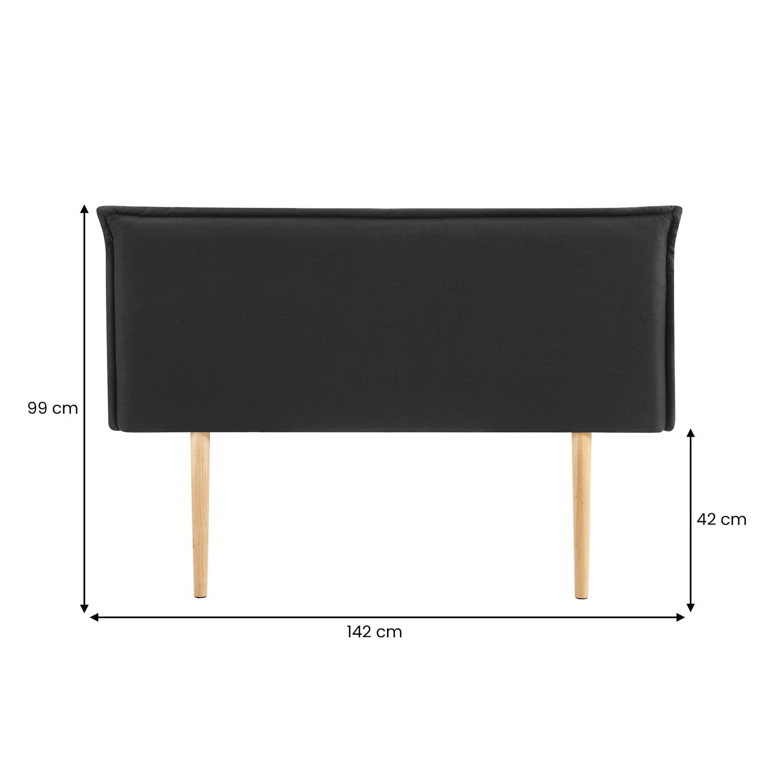 IDIMEX Testiera EBEYA Con Gambe In Legno, 120 Cm, Colore Nero
