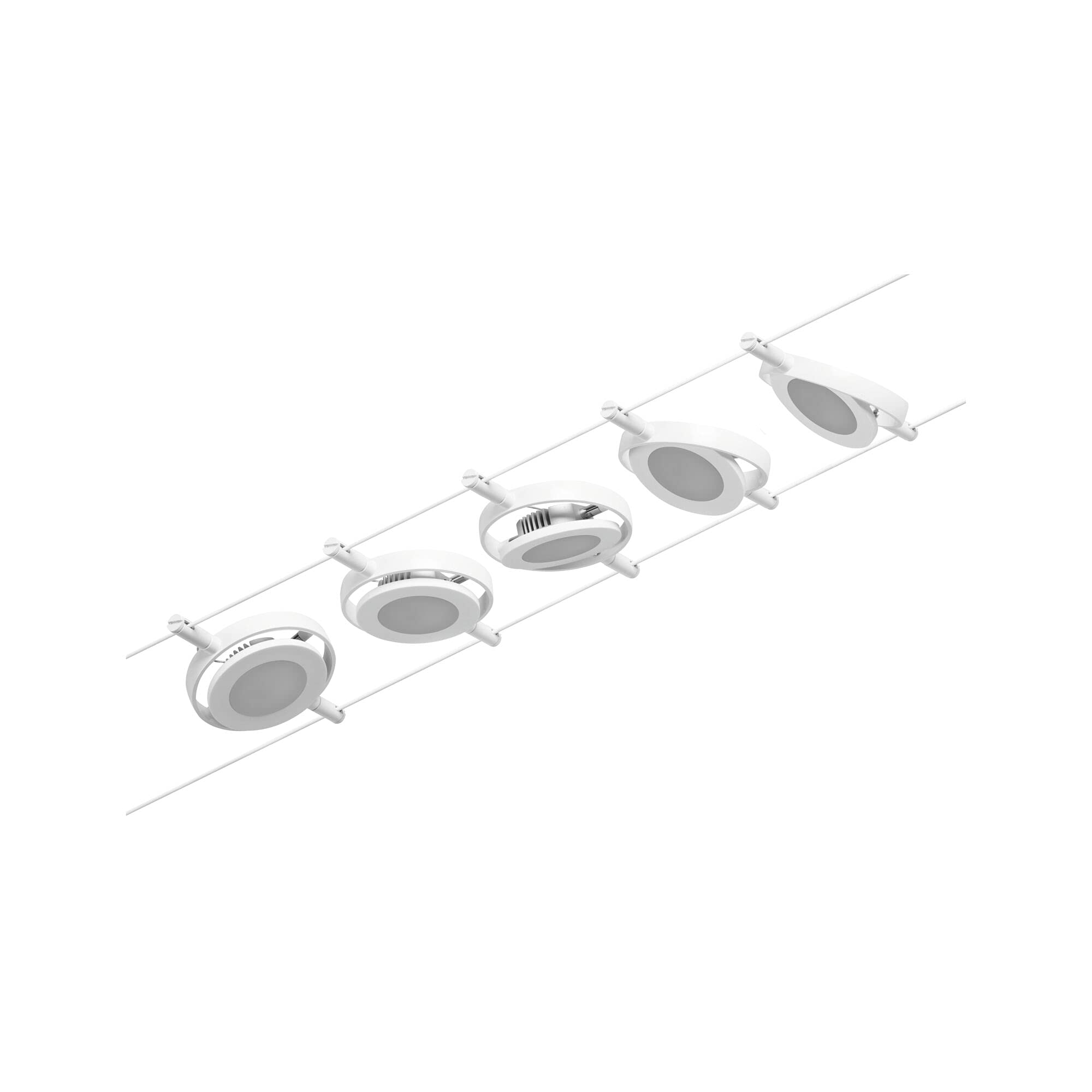Paulmann 94416 CorDuo Juego de sistema de cable LED RoundMac DC incl. 5x4,5 vatios extensible Blanco, cromado Cable metálico 3000 K