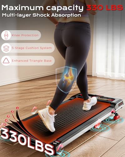 Image of Walking Pad, Treadmill with Incline, 10% Under Desk Treadmill, EAGLOG 2.5HP Portable Treadmills for Home Small Women, Running Machine with Remote Control, 330lbs Capacity