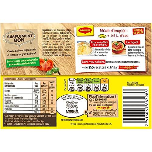 NESTLE MAGGI - Bouillon Goût Boeuf Tablettes 180G - le Lot De 4