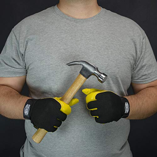 Ironcat 86350 Grain Cowhide Leather Gloves Large, Black Spandex With Gold Leather, Hook And Loop Elastic Wrist #TOP1