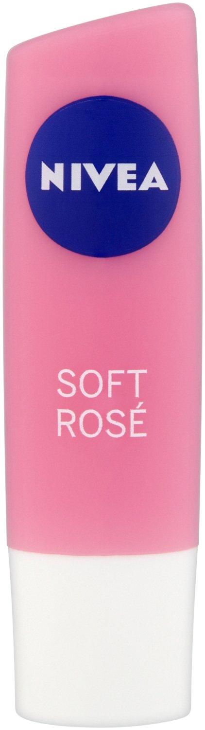 Cacao Nivea para el cuidado labial, de 4,8 g, color rosa claro. Pack de 12 unidades.