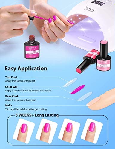 Terresa Gel Nail Polish Set, Bright White Soak Off Gel Nail Polish 8 Colors UV LED Pastel Nail Polishes Classic Home Gel Manicure Kit for DIY, Nail Art or Nail Salons