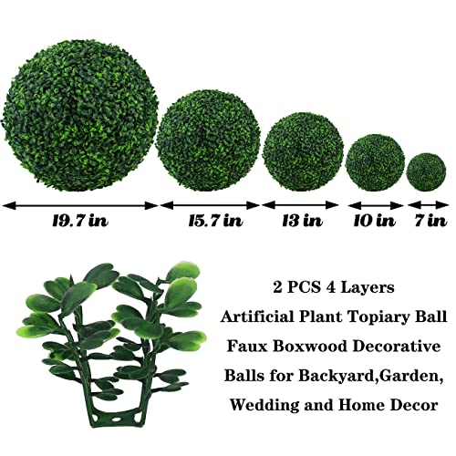 Sunnyglade 2 PCS 7 inch 4 Layers Artificial Plant Topiary Ball Faux Boxwood Decorative Balls for Backyard, Balcony,Garden, Wedding and Home Décor (7 inch) - Image 5