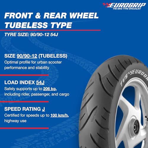 Image of Eurogrip Tyres | 90 /90-12 54J CONTA 725 Tubeless | Tyre for Front and Rear