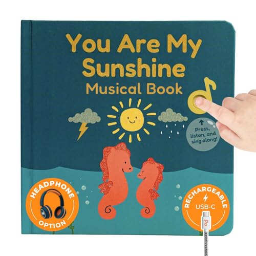 Image of Cali's Books You Are My Sunshine Music Book Toddlers 1-3 Years Old - Nursery Rhymes Musical Book, Headphone Jack, Interactive Baby Sound Book, Singing Toy Children Girls Learning Song Toy Toddler Boys