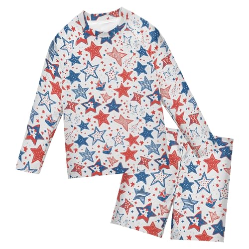 July 4th Independence Day Star Baby Boys' Toddler Long Sleeved Rashguard Swim Bathing Suit Set B0404563