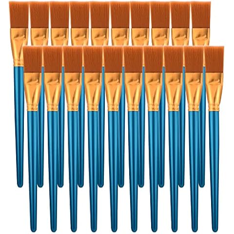 20 Pieces Paint Brushes for Acrylic Painting, Nylon Paint Brushes 1 Inch Wide Flat Paint Brushes Set for Artists Professional Amateurs Gouache & Acrylics Watercolors Gouache Inks Oil and Tempera Cover