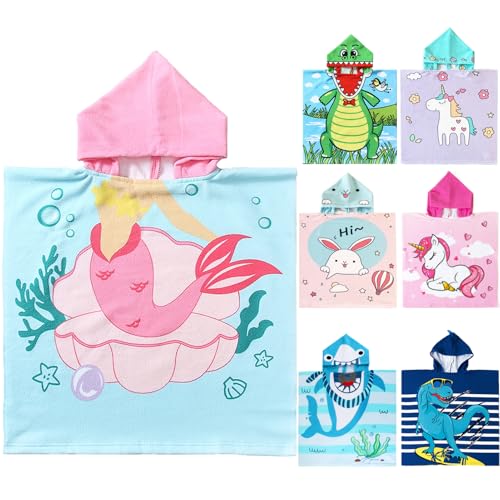 NovForth Kids Beach Towel for Boys Girls, Mermaid Hooded Bath Towel Wrap, Toddler Pool Towel with Hood