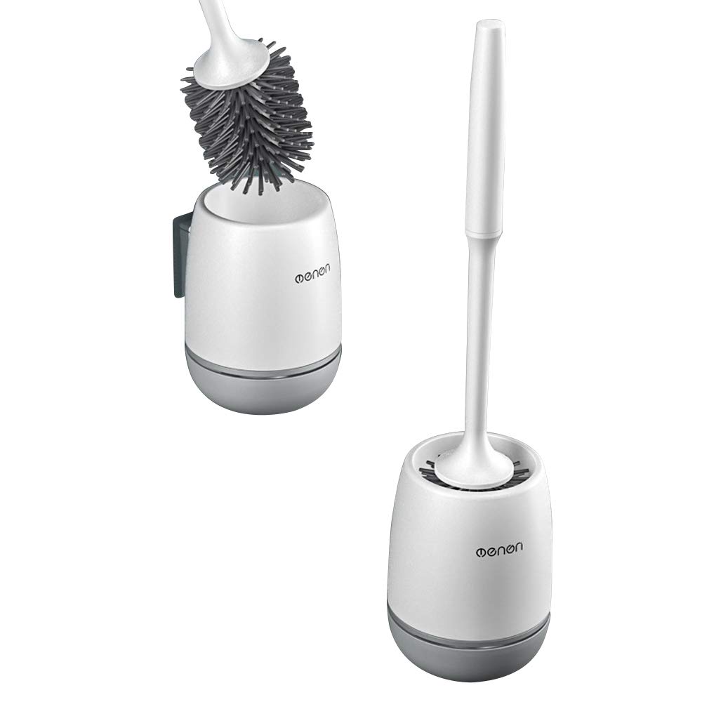 Brosse de toilette murale longue poignée souple FayeLong pour salle de bain moderne grise