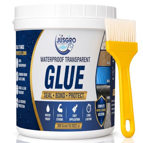 Image of Waterproof Glue for Leakage -300 Grams, Transparent Water Proof Glue for Roof, Roof Waterproofing Glue, Leakage Solution, Transparent Waterproof Adhesive Plus Brush