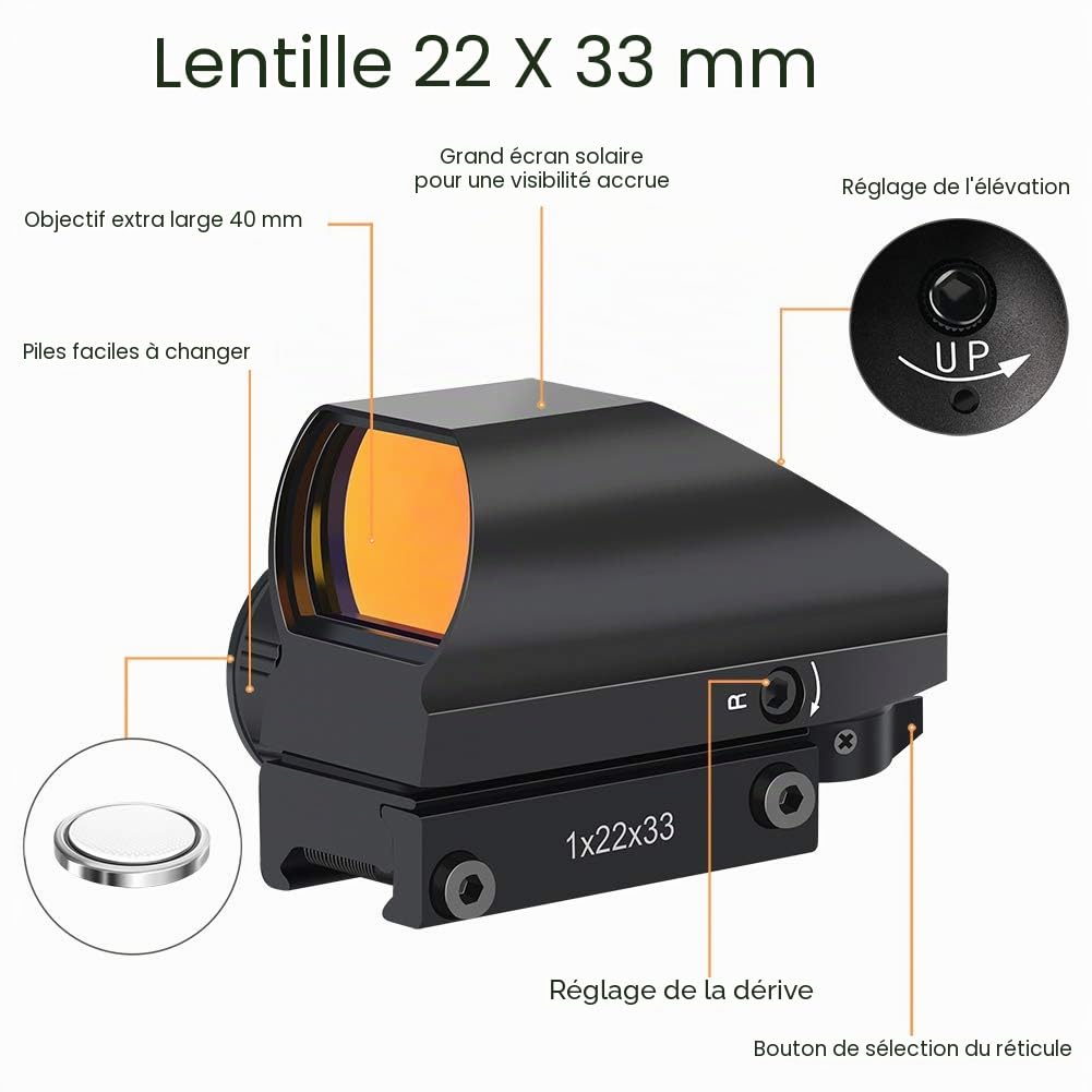 Feyachi RS-25 Viseur Point Rouge avec 4 Réticule 11 Luminosité Réglages Tactique Viser Airsoft Étanche Viseur Optique avec 20mm/22mm Picatinny Montage sur Rail
