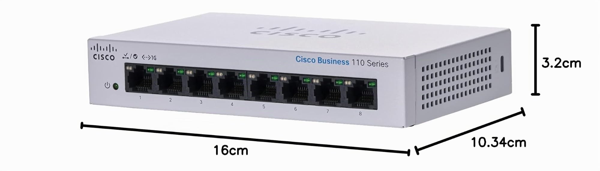Cisco Business CBS110-8T-D Unmanaged Switch | 8﻿ GE-Ports | Desktop | EXT. Netzteil | Begrenzter Lebenszeitschutz (CBS110-8T-D)