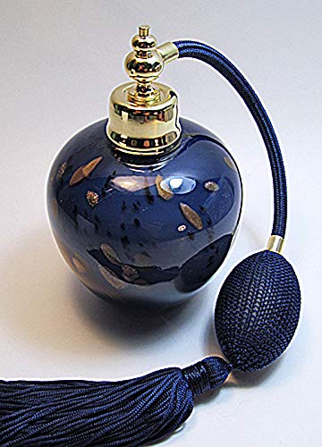 Alice-Aliya Empty Art Perfume Cologne Atomizer Bottle With Dark Blue Bulb And Tassel aAtomizer Attachment.