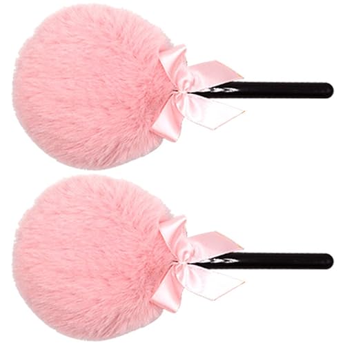 KALLORY 2 piezas con piruleta debajo de los ojos esponjosos y sueltos para el cuerpo, herramientas de mango de maquillaje cosmético y cara grande