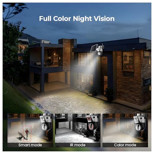 Caméra solaire 4G double objectifs V380 Pro 8MP extérieure pour sécurité maison - 8