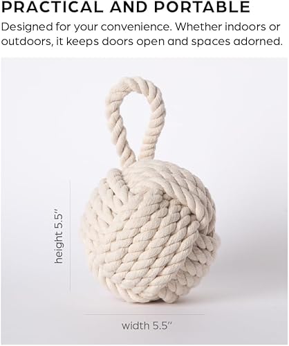 Miniatura 7 de Tope decorativo de puerta de algodón, diseño de nudo náutico, tope de puerta con peso para decoración del hogar, peso de puerta y más, redondo,