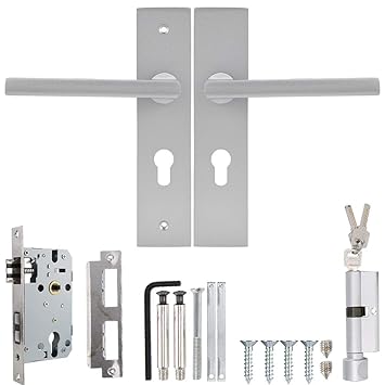 Door Handle Lock, Space Aluminum Anti-Collision European Style Handle Lock with Matching Keys for Living Room