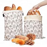 OHIYO Wiederverwendbare Bienenwachs Brotbeutel 43cm×33cm, natürliche Bienenwachs-beschichtete Baumwoll-Aufbewahrungsbeutel für selbstgebackenes Brot und Backwaren (2er-Pack)