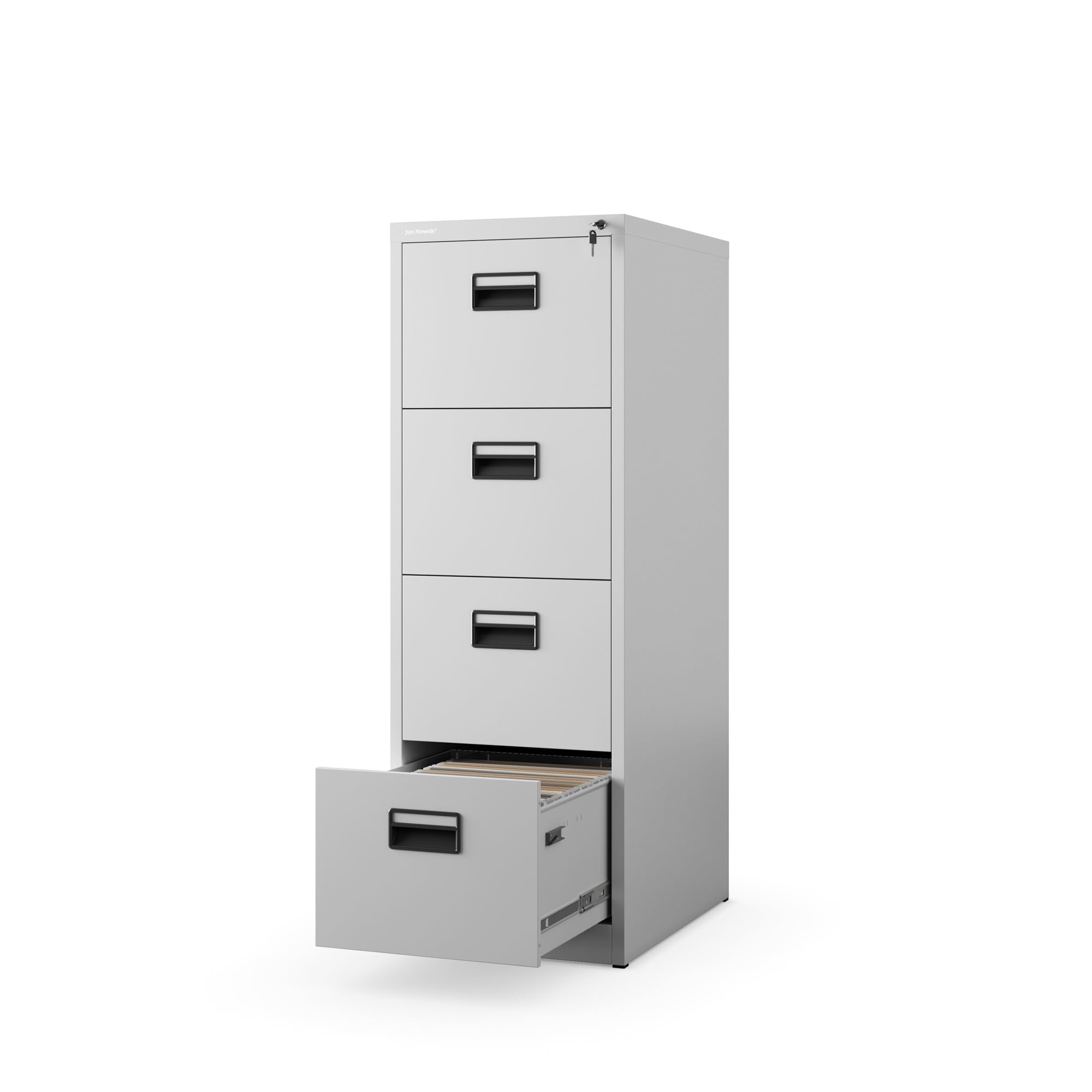 Jan Nowak Armoire Classeur pour Dossiers avec 4 Tiroirs Armoire de Bureau Metallique Revêtement en Poudre Tôle d'acier 132 cm x 46 cm x 62 cm (Gris)