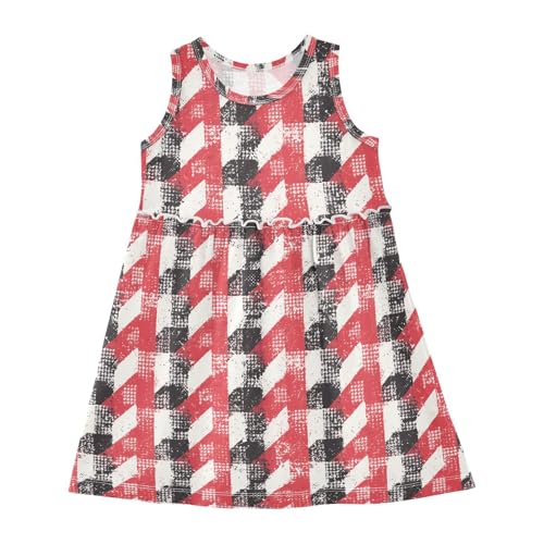 KLL Black and Red Houndstooth Girl Dressy Dresses Cute Jumper Skirt Summer Clothes Sleeveless