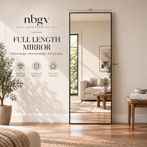 NBGV 58"x20" Full Length Mirror, Floor Mirror Full Length Black - image 3