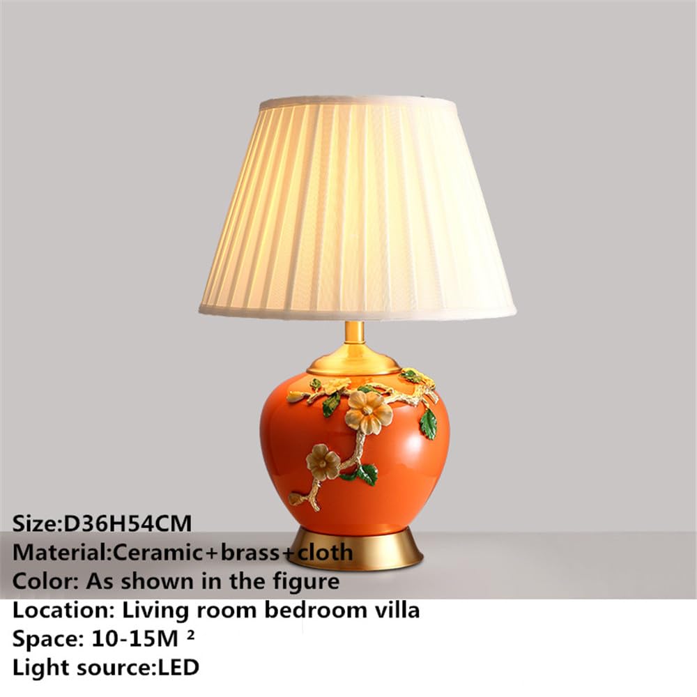 Lámpara de mesa de cerámica de lujo contemporáneo LED Creatividad retro americana Sala de estar Dormitorio Estudio Villa Decoración de hotel Lámpara de escritorio (Estilo 20)