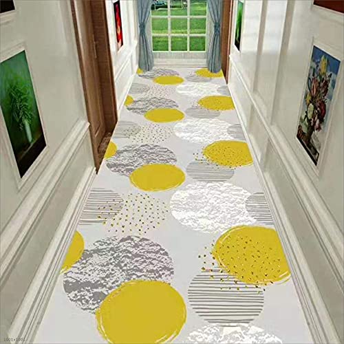 Moderner Teppich, rund, grau-gelbes Muster, extra lang, rutschfest, für Küche, Wohnzimmer, Flur, Treppendekoration, 80 cm/100 cm/120 cm/140 cm breit, 100 x 400 cm (3 Fuß x 13 Fuß) Made in China