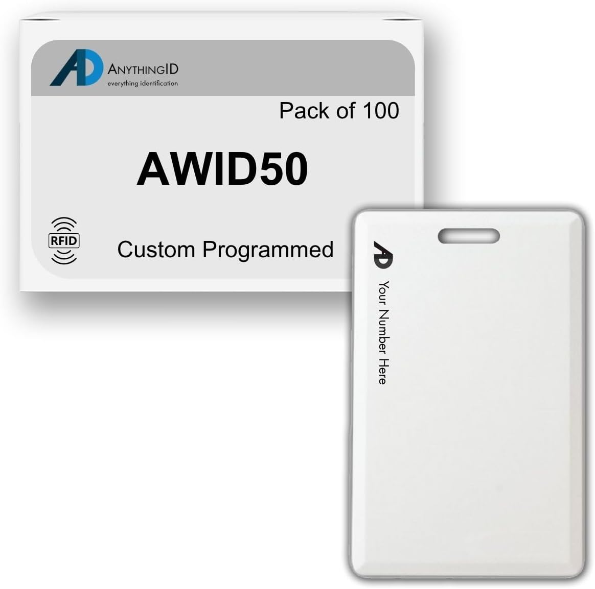Custom Same Day 50 Bit Clamshell Cards Compatible with AWID50 125 kHz Proximity Readers (100 Pack) | Replaces HID 1326 ProxCard II - Choose Your Facility and Range