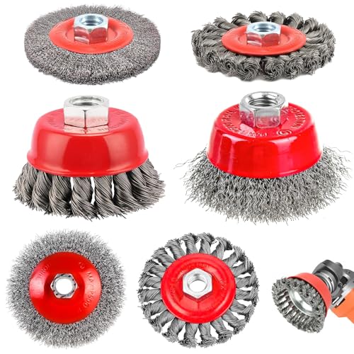 6 pièces M14 Brosse Metallique pour Perceuse Meuleuse, Brosse Metallique Perceuse en Diamètre 75 mm Et 100 mm, Brosse Visseuse pour Le Ponçage et Le Dérouillage de...