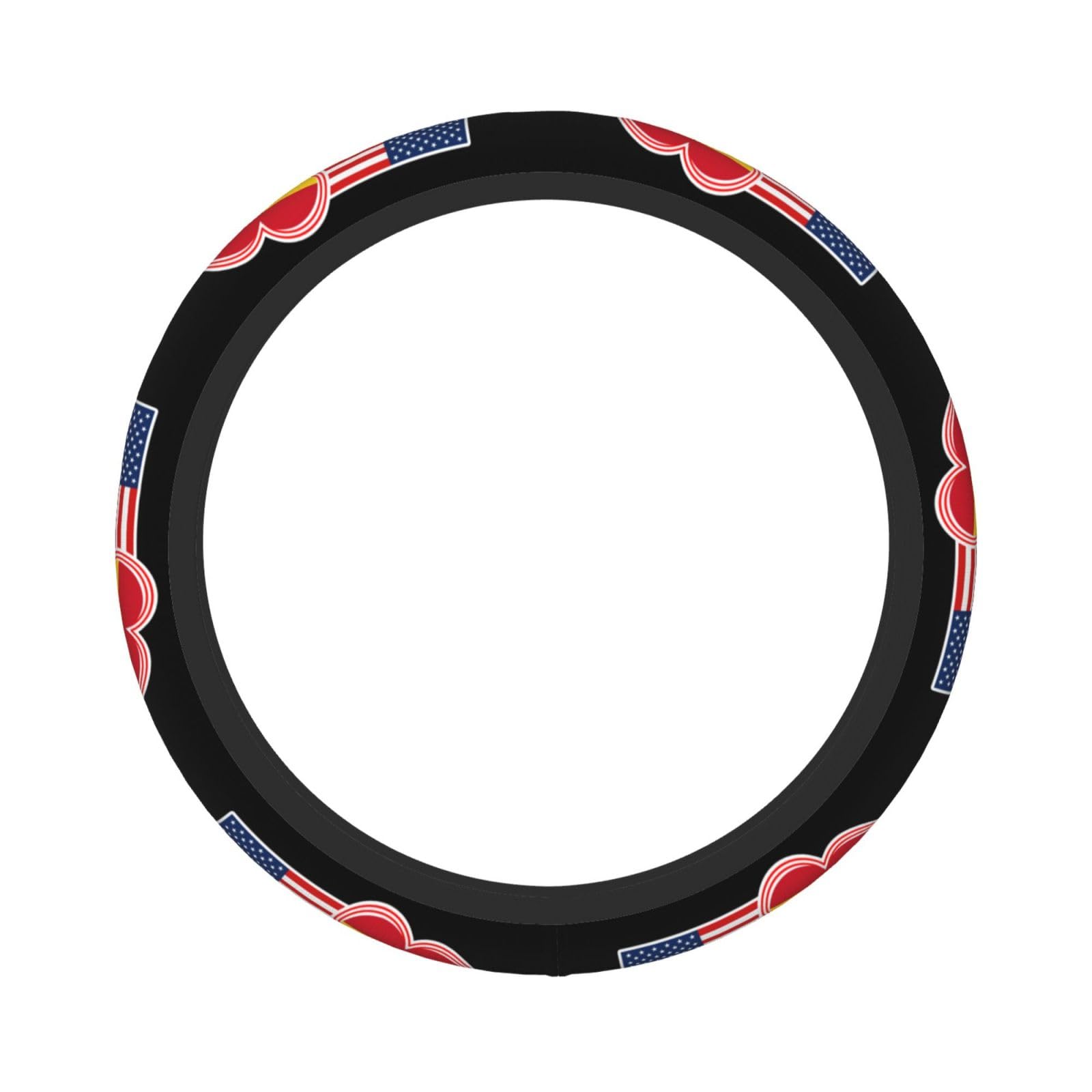 USA American and Ghana Ghanaian Flag Steering Wheel Cover for Men Women Anti-Slip Elastic Thickened Steering Wheel Cover Universal Fit 15 Inch