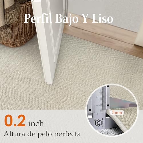 Miniatura 5 de PureCozy Alfombra Exterior 200x300cm Salon Terraza Impermeable Taupe Antideslizante Lavable Interior Alfombras Habitacion Jardin Comedor Patio Dormitorio Aspecto Yute Tapete