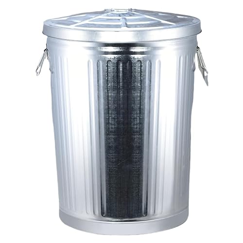 Aoccqkf肥 瓶 ステンレス鋼 鋼 ゴミ箱 缶 蓋付き 食品 廃棄物 桶 犬 ゴミ箱 缶 農家 レトロ 金属 廃棄物 瓶 リサイクル 桶 桶 浴室 寝室 庭 (25L)