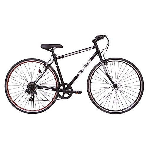 クロスバイク 自転車 700x25cタイヤ シマノ製6段変速 フラットハンドル 前後キャリパーブレーキ カラーリム フロントクイックリリース 初心者 おしゃれ オシャレ 通勤 通学 (ブラック)