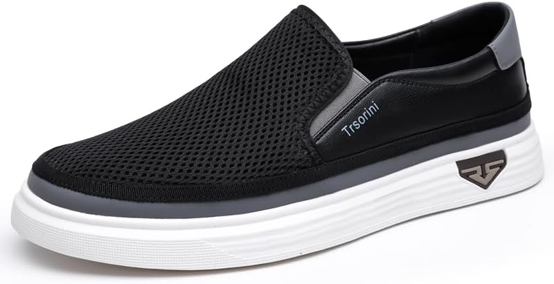 Trsorini Mens Casual Shoes Lightweight Breathable Mesh Slip-On Loafers Soft Flat Moccasin Classic Comfort Men's Shoes