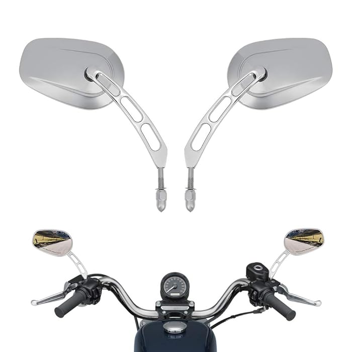 Specchietti Moto A Forma Di Goccia Per Harley - Regolabili 360° - Compatibili Con Sportster, Softail, Touring - Foto 12