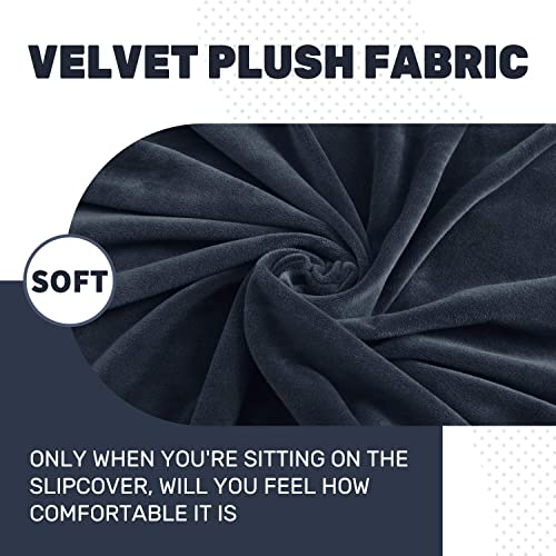 XINEAGE 1 Piece Velvet Couch Covers for 2 Cushion Couch High Stretch Loveseat Slipcover for Pets Dogs Anti Slip Love Seat Sofa Slipcover Furniture Protector (2 Seater - Image 4