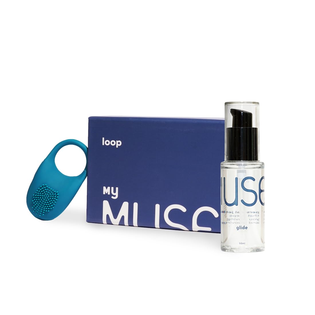 Combo of Glide Aloe Water-Based Lube (50ml) and Loop Ring Massager (Emerald Forest)