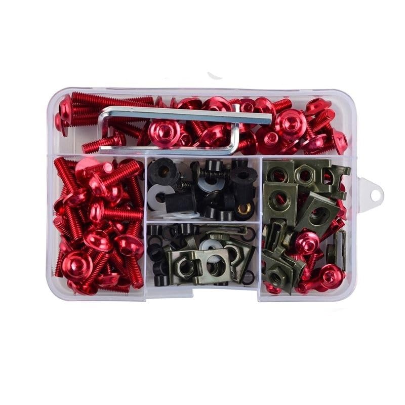 Nuts,Hardware Nuts, CNC Alloy M6 M5 Fairing Bolts Kit Bodywork Screws Nut(Red d)